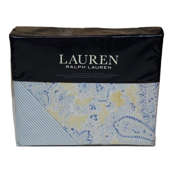 Lauren Ralph Lauren Marisa Full/Queen Duvet Cover Set 92x96" Blue Yellow Paisley - Picture 11 of 11